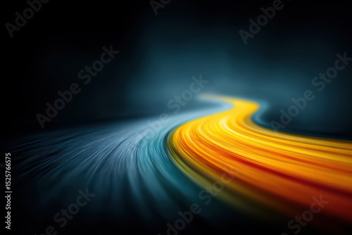 Abstract dynamic light trails in yellow and blue colors