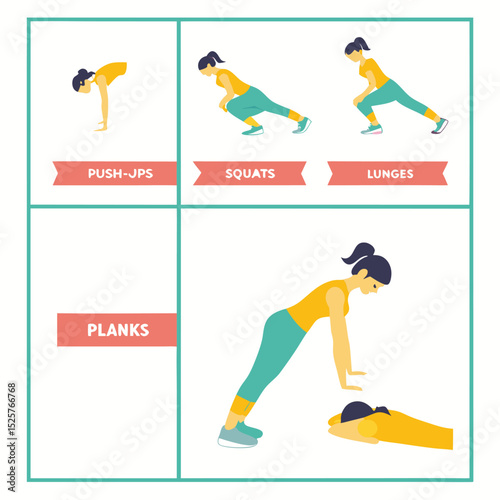Exercise chart with various bodyweight moves