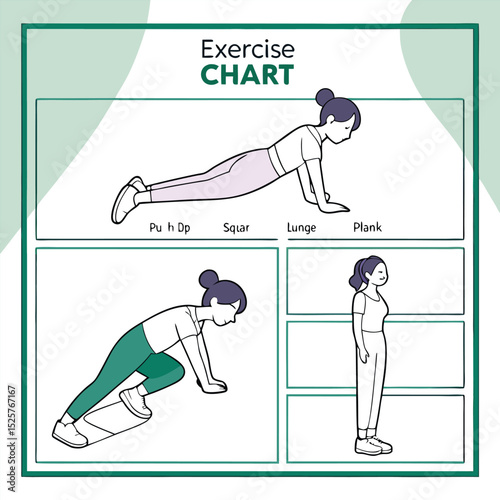 Exercise chart with various bodyweight moves