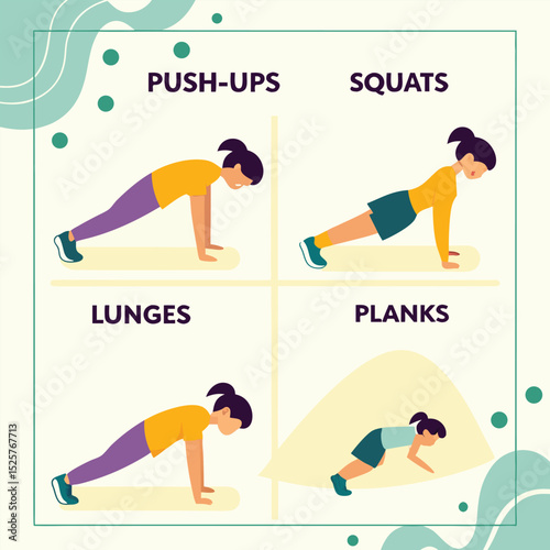 Exercise chart with various bodyweight moves