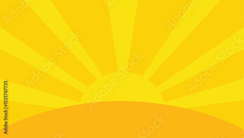 Vibrant abstract sunrise illustration with bursting rays in shades of yellow and orange