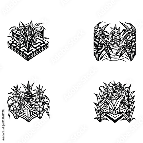 halloween Corn Mazes Vector svg