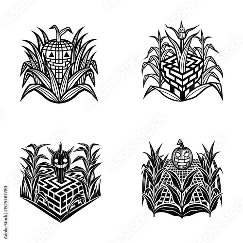 halloween Corn Mazes Vector svg