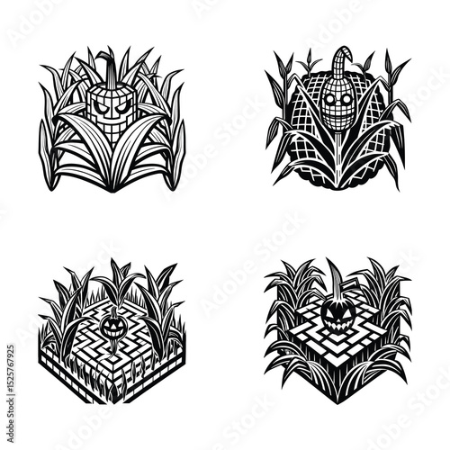 halloween Corn Mazes Vector svg