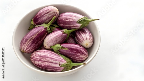 Wallpaper Mural Bowl Full of Listada de Gandia Eggplants Clean White Background Torontodigital.ca