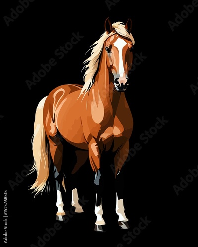 Majestic Horse: A beautiful and powerful horse with flowing mane and tail, a symbol of grace and freedom. This image showcases the horse's strength and elegance against a dark backdrop.
