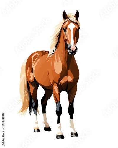 Majestic Chestnut Horse: A stunning depiction of a chestnut horse in full stride, showcasing its elegant form, flowing mane and tail, radiating power and grace.