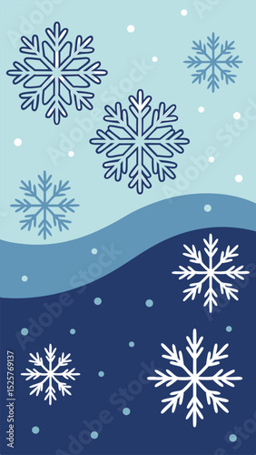 Winter wonderland snowflake illustration on a textured gradient background suitable for design