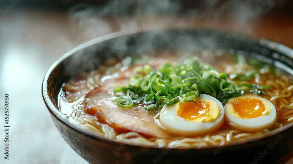 Steaming bowl of flavorful ramen