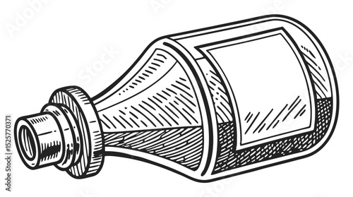Vintage Apothecary Bottle Illustration – Black and White Vector