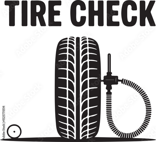 "TIRE CHECK" Icon with Tire and Air Pump