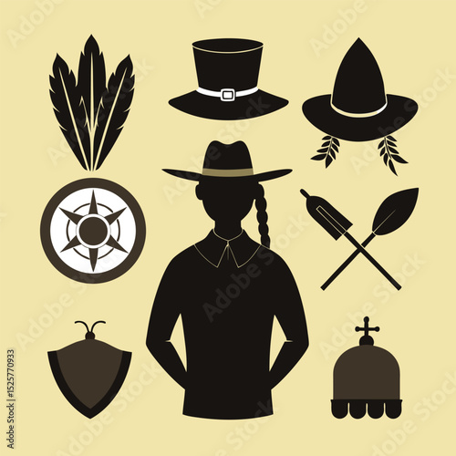 Historical or Traditional Costume and Emblem Silhouettes