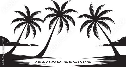 "Island Escape" - Silhouetted Palm Trees on a Tropical Beach