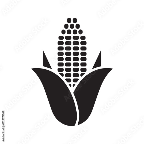 Corn Cob Silhouette Vector Icon – Agricultural Crop Illustration