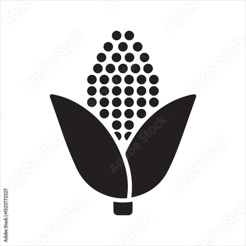 Corn Cob Silhouette Vector Icon – Agricultural Crop Illustration