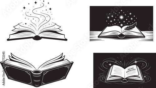 Collection of Magical and Mystical Open Book Illustrations