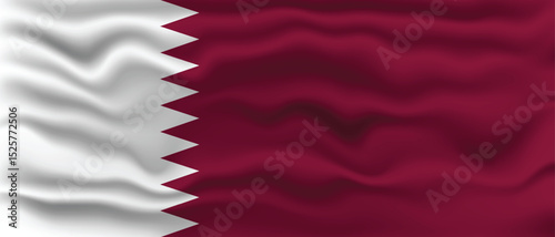 Waving Flag of Qatar with Textured Effect.