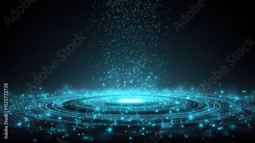 Geometric Cyber Portal with Luminous Energy and Digital Particles, Intense Center Glow, Surreal Digital Gateway Concept.