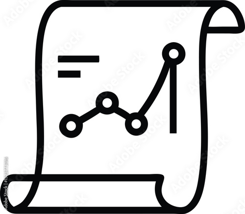 Black silhouette design of a policy document scroll with a chart depicting data analysis.