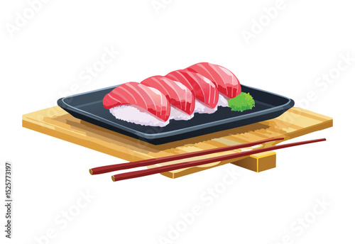 Assorted Tuna Nigiri Sushi Selection - Vector Illustration