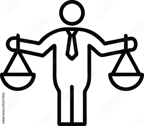 Black silhouette of a lawyer holding a balance scale representation of justice