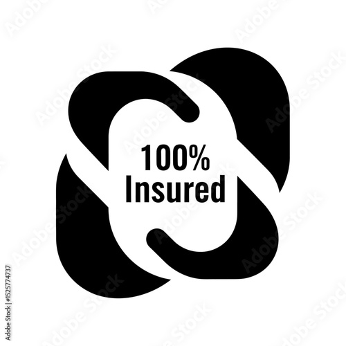 A bold black graphic of interlocking hands, isolated on white background, proclaims 100 insured