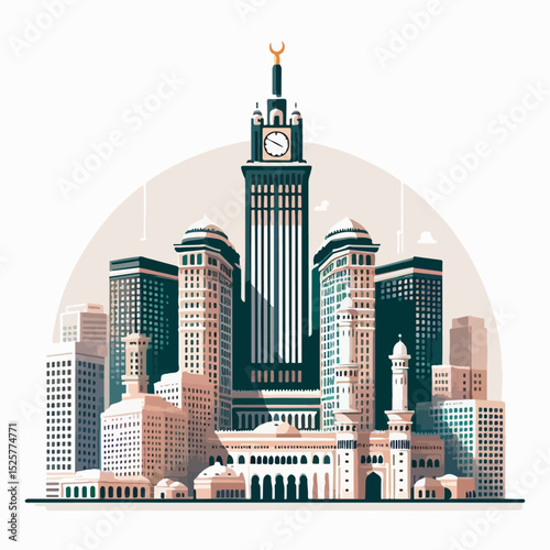 mecca tower vector illustration