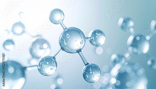 Blue bubble and molecular background. photo