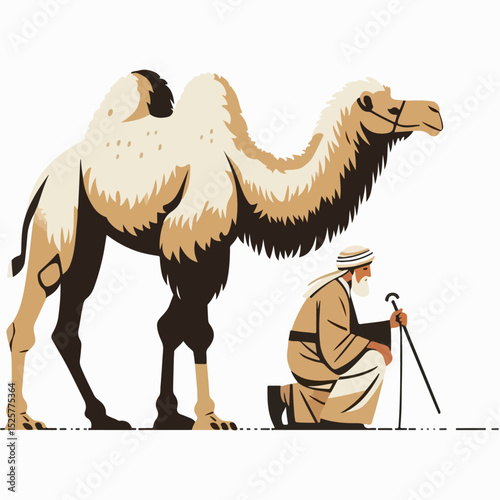 camel herding vector illustration