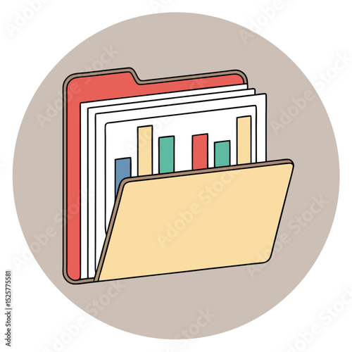 Business reports and financial data analysis illustrated in a stylish and clean vector design
