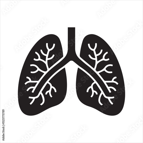 Human Lungs Silhouette Icon – Minimal Flat Anatomy Vector Design