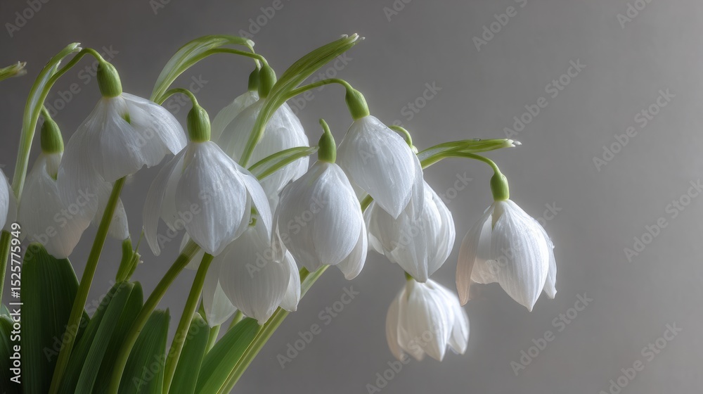 Obraz premium Snowdrops in a minimalist spring arrangement, symbolizing renewal and simplicity 
