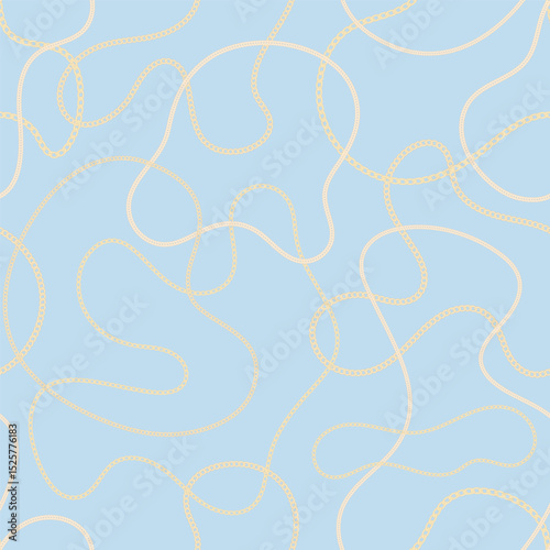 Precious metal chain seamless pattern. Jewelry vector background. Vintage fashion bijou allover print. Retro finery wallpaper.
