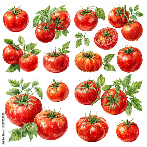 fresh tomato watercolor painting for cooking decor and vegetable art