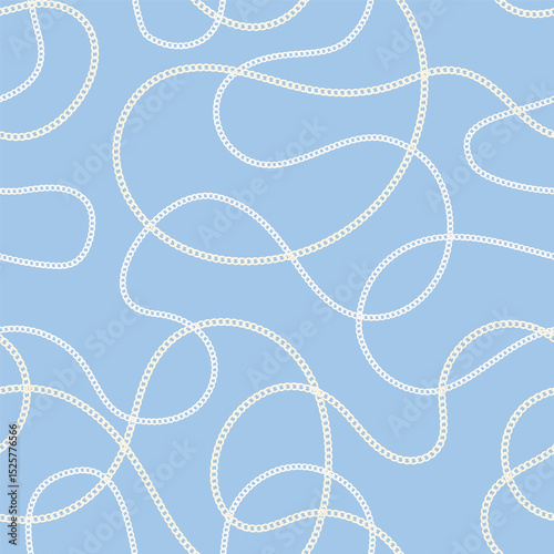 Precious metal chain seamless pattern. Jewelry vector background. Vintage fashion bijou allover print. Retro finery wallpaper.