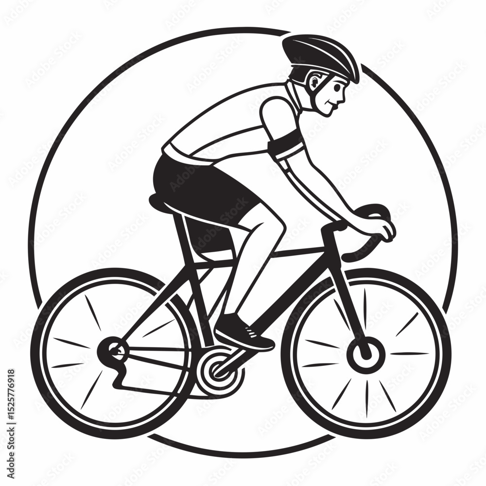 Naklejka premium Flat vector icon of cyclist, transparent background