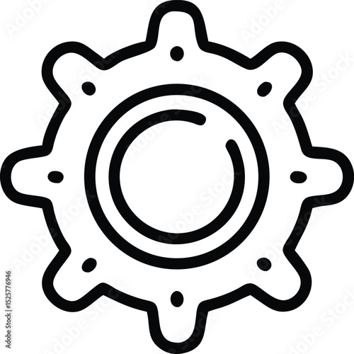 Detailed silhouette of a small micro gear design with transparency on white background