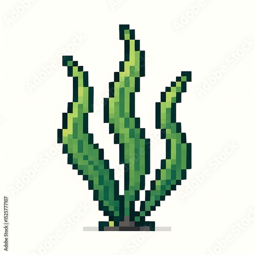 Pixel Art Seaweed on White Background