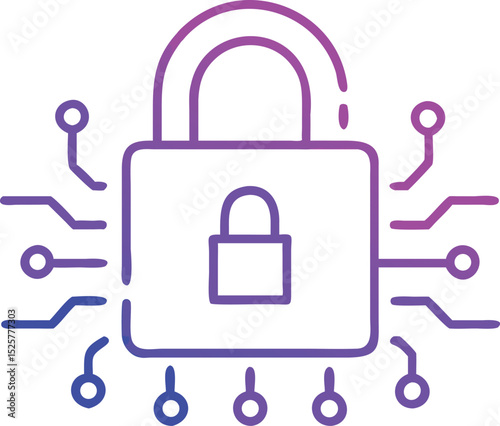 Digital security and data protection concept featuring a circuit board and padlock illustration