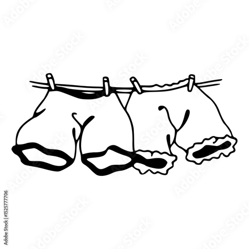 boxer shorts on clothesline drawing