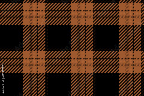 Seamless plaid pattern, black, orange for textile design, clothing, skirts, pants such as shirts or aprons, adding a modern and eye-catching style to every creation.