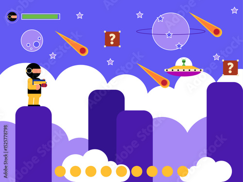Video game screen display.. Equipment of gamers. Games illustration. Flat vector illustration.