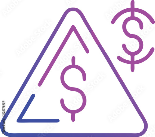 Financial risk icon featuring dollar symbol within warning sign element