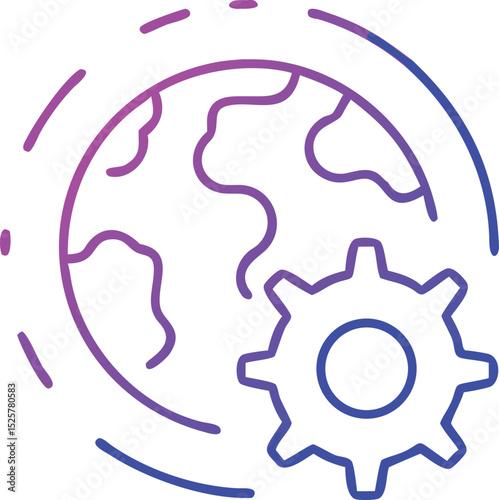 Global technology and sustainable progress icon in neon gradient style