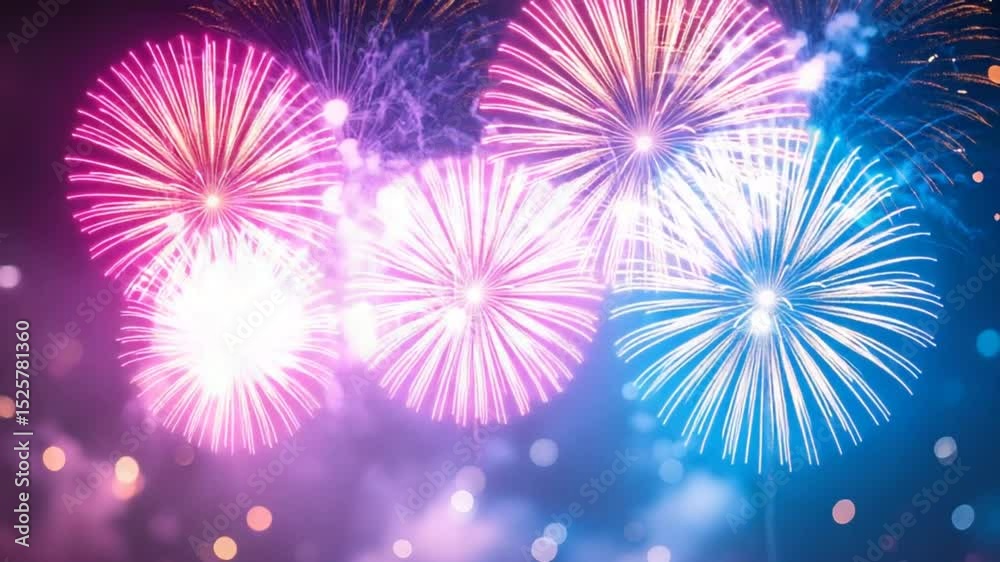 Colorful fireworks night sky display