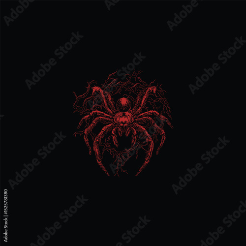 Engraving tarantula design vector template illustration
