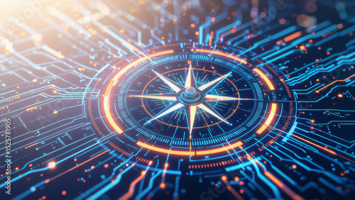 Wallpaper Mural Digital Compass Interface with Futuristic Circuit Design
 Torontodigital.ca