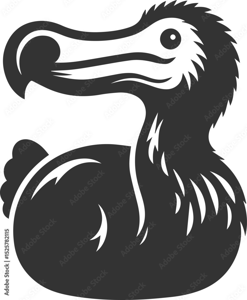 Fototapeta premium Vector animal bird silhouette of a dodo vintage artwork