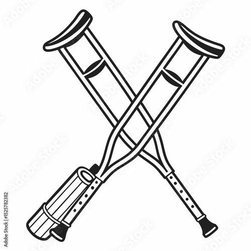 Crutch design element perfect for healthcare branding projects a scalable graphic featuring crossed crutches ideal for logos and icons