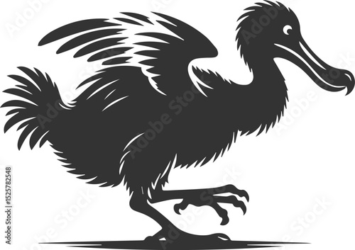 Vector animal bird silhouette of a dodo vintage artwork
